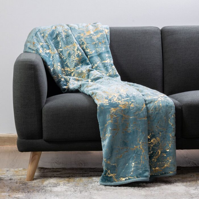 Plush Throws Aqua & Gold Plush Throws Aqua & Gold