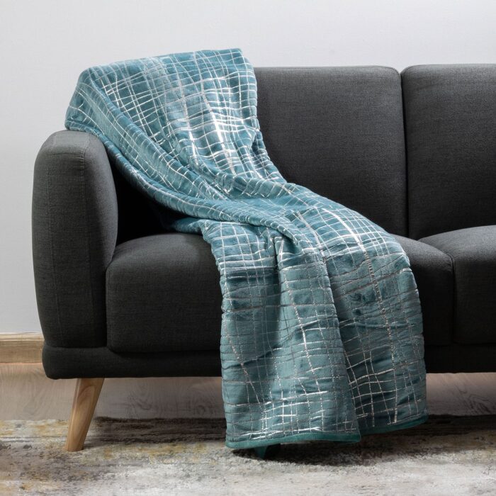 Plush Throws Aqua & Silver Plush Throws Aqua & Silver