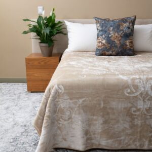 Orchid Faux Mink Blanket Beige Orchid Faux Mink Blanket Beige