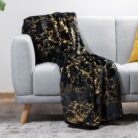 Plush Throws Black & Gold Pattern