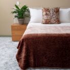 Colourful Faux Mink Blanket Brown