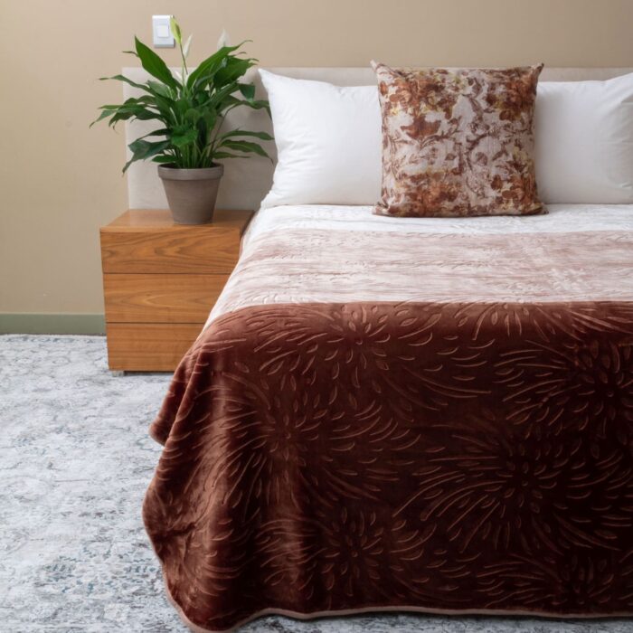 Colourful Faux Mink Blanket Brown
