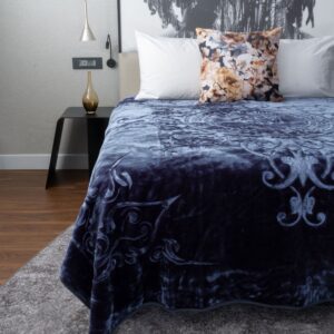 London Faux Mink Blanket Denim Blue