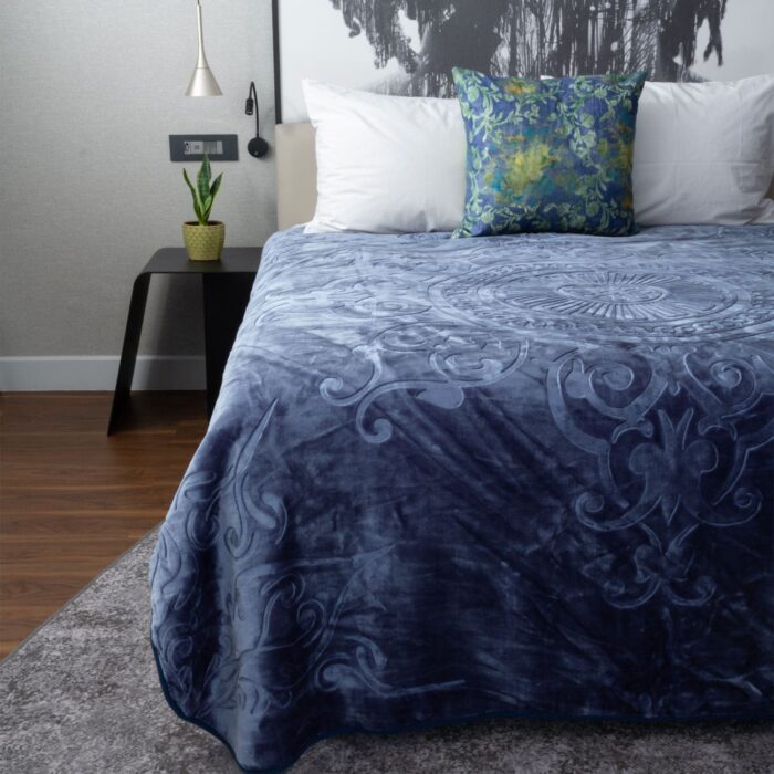Diamond Faux Mink Blanket Denim Blue Diamond Faux Mink Blanket Denim Blue