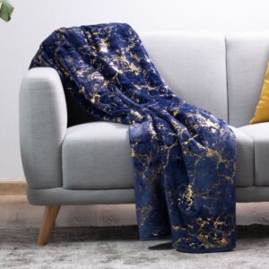 Plush Throws Navy & Gold