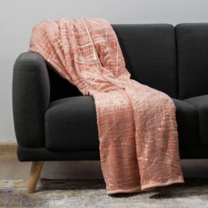 Plush Throws Peach & Silver