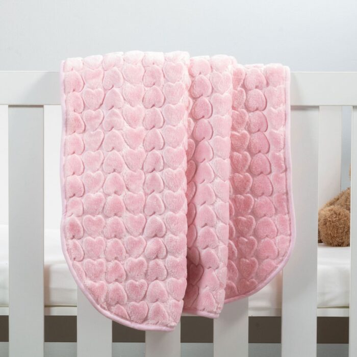 Baby Faux Mink Blanket Pink Heart Pattern