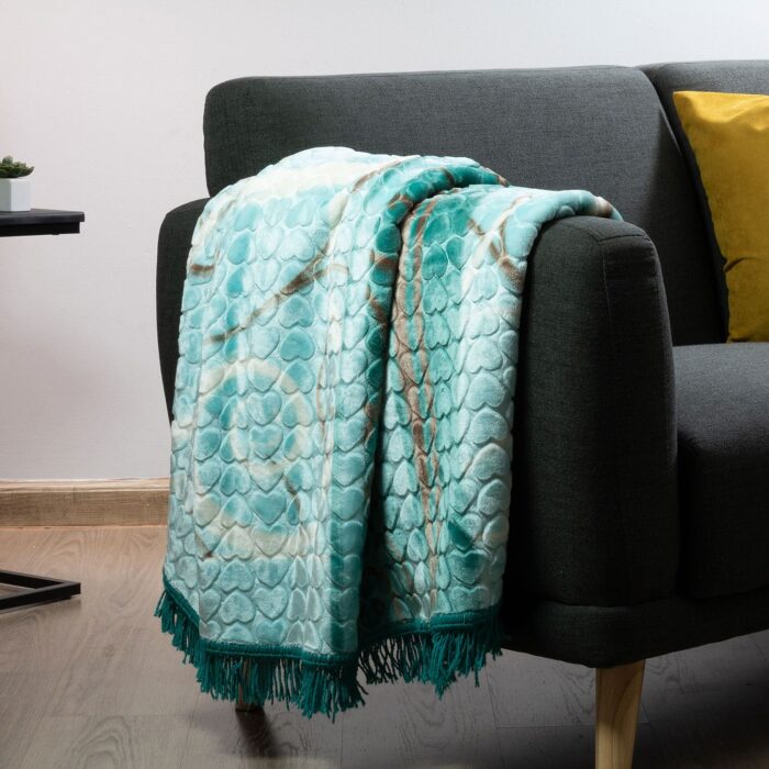 Faux Mink Frill Blanket Teal Faux Mink Frill Blanket Teal