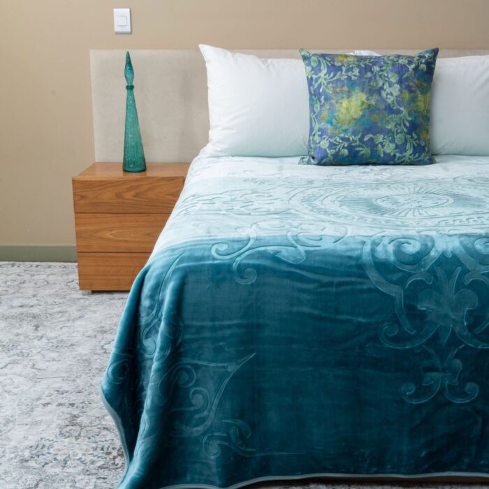 Colourful Faux Mink Blanket Teal